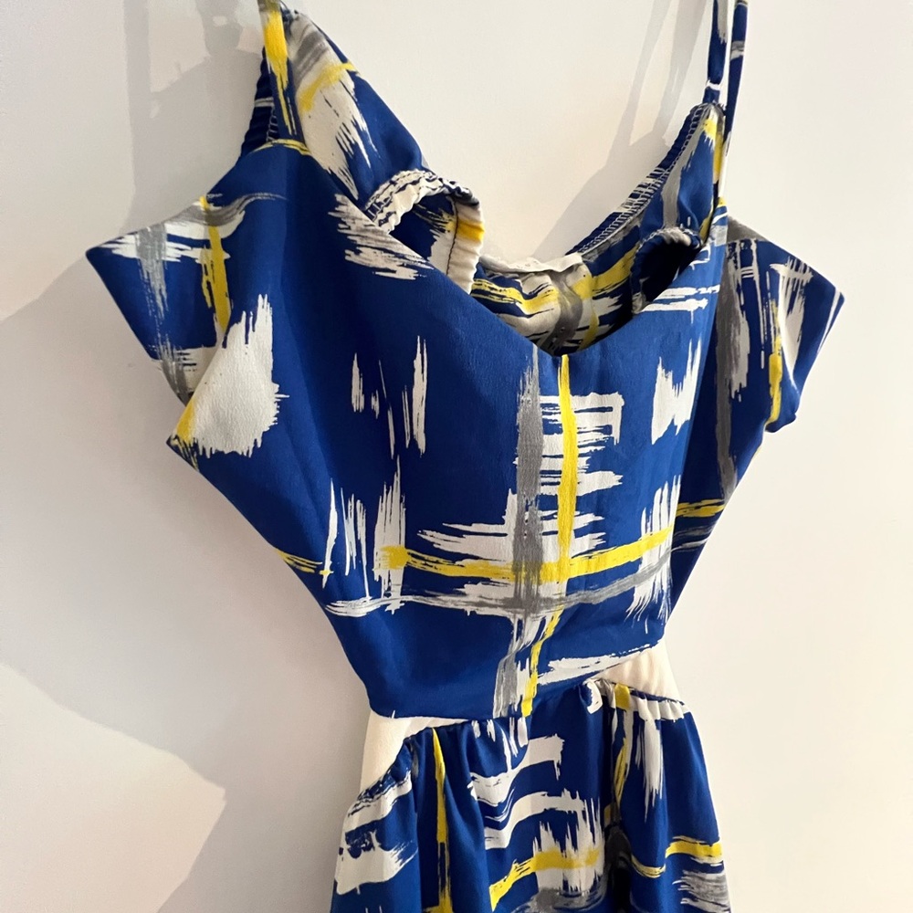 Stylish Blue and Yellow Women's Dress